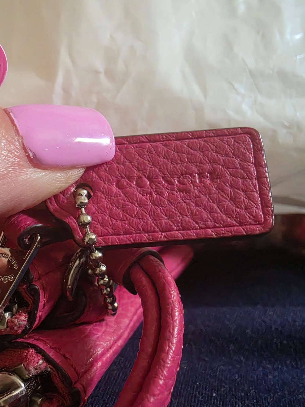 COACH Pink Leather Double Zip Pouch - Picture 7 of 12